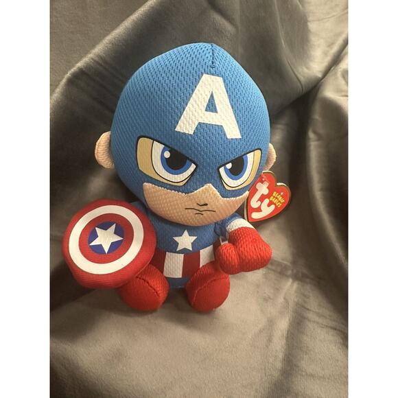Ty Beanie Baby - CAPTAIN AMERICA (Marvel) 6" NEW MWMTs Plush Stuffed Animal Toy - Picture 6 of 6